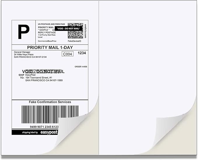 Half Sheet Laser/Ink Jet Shipping Labels UPS FedEx Address Labels by BESTEASYLABELPRINTER
