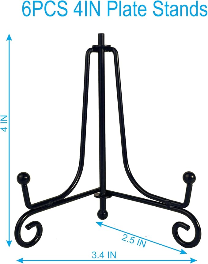 HENABLE 6PCS Premium Black Iron Plate Stands - Image 2
