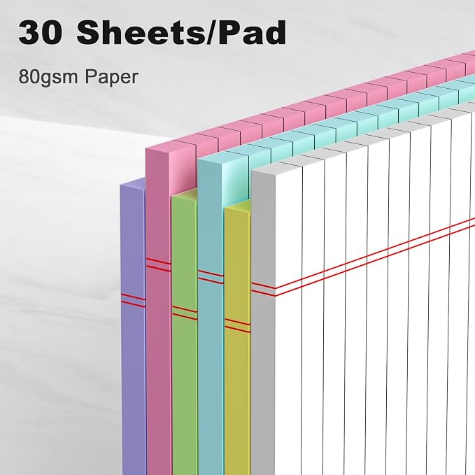 Small Note Pads 5x8" – 6 Vibrant Colors Notepad, College Ruled, 30 Sheets Each - Image 3
