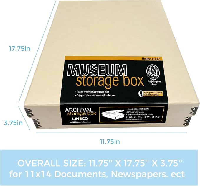 Lineco Museum Archival Storage Box, 11.75x17.75x3.75 in. Drop Front Design. - Image 2