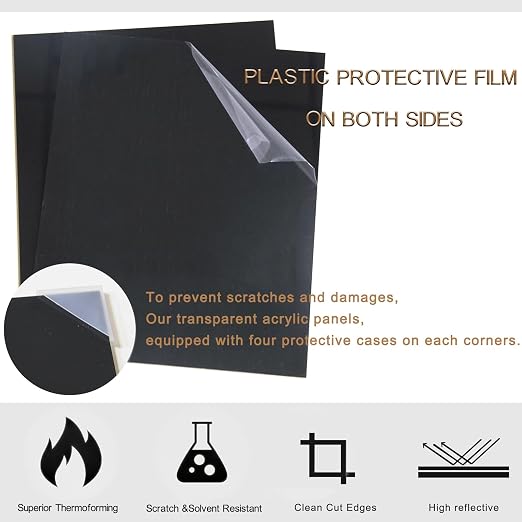 4 Pieces Black Acrylic Sheet, 5 x 7 Inch 1/8 Inch Thick, Home Decor, Display - Image 3