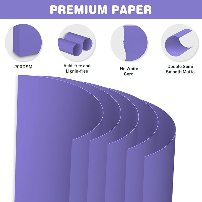 Cardstock 8.5 X 11, 40 Sheets, Dark purple Card Stock, 75lb/ 200gsm Copy Paper - Image 3