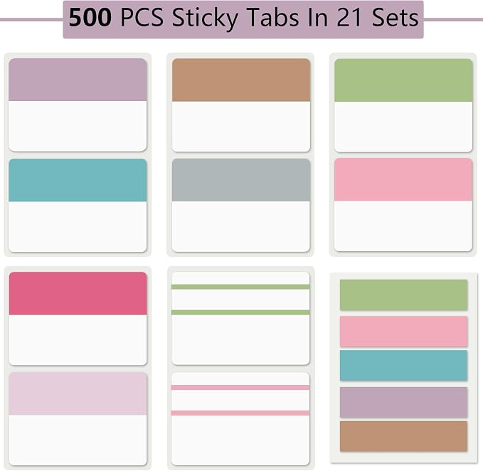 ELII 500 PCS Sticky Tabs 2 Inch Index Tabs, Page Markers File Tabs Self Adhesive - Image 2