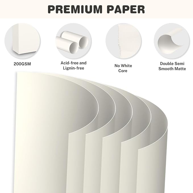 Cream Cardstock 8.5 X 11, 120 Sheets Card Stock, 75lb/ 200gsm Copy Paper - Image 3