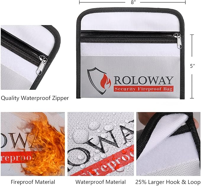 ROLOWAY Small Fireproof Bag, Non-itchy Fireproof Money Bag - Image 2