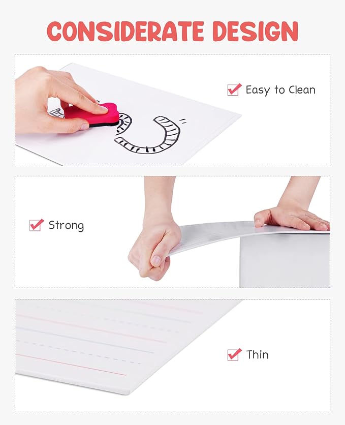 GAMENOTE White Board Dry Erase, Small Magnetic Lined White Board Set, Double - Image 3