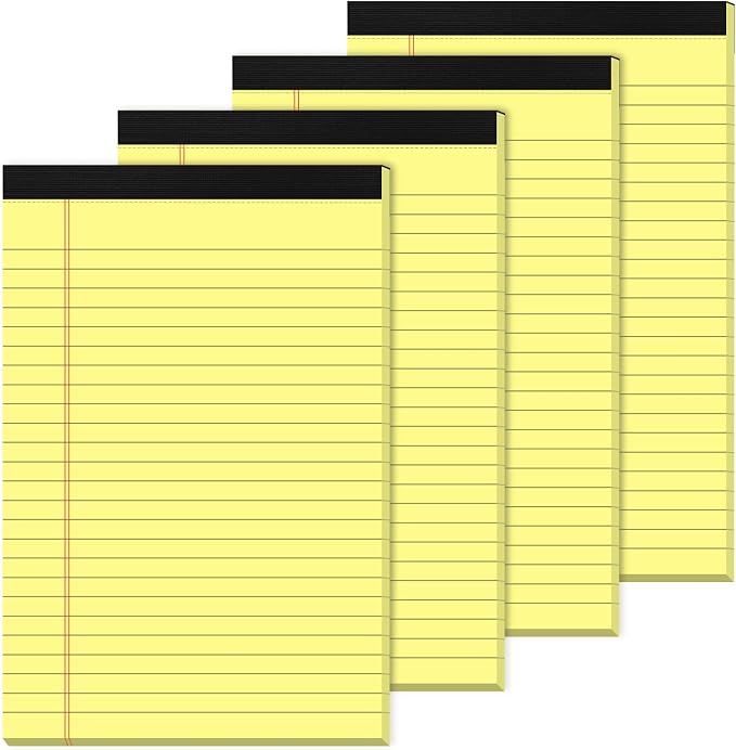 Yellow Legal Pads 5×8 Small Notepads 4 Pack Yellow Note Pads 5×8 College Ruled by Aidunmis