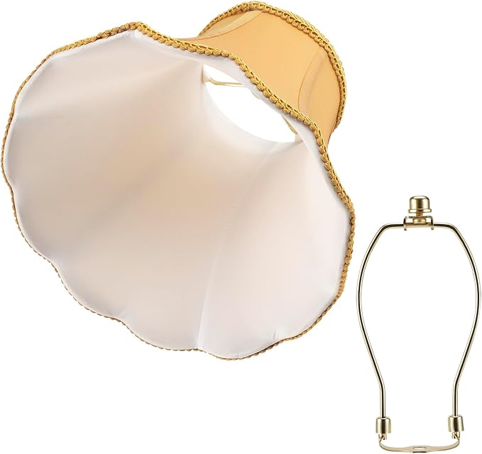Saangseon Bell Lamp Shade, Scalloped Golden Fabric Lampshade Replacement - Image 3