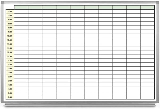30 Minute Schedule with Color Whiteboard 48" x 36" by CreativeSafetySupply