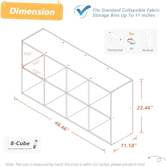 NELYE 8 Cube Organizer Bookcase - Image 2