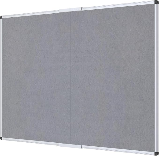 VIZ-PRO Large Fabric Bulletin Board/Foldable Notice Board Felt Gray, 72 X 48 by VIZ-PRO
