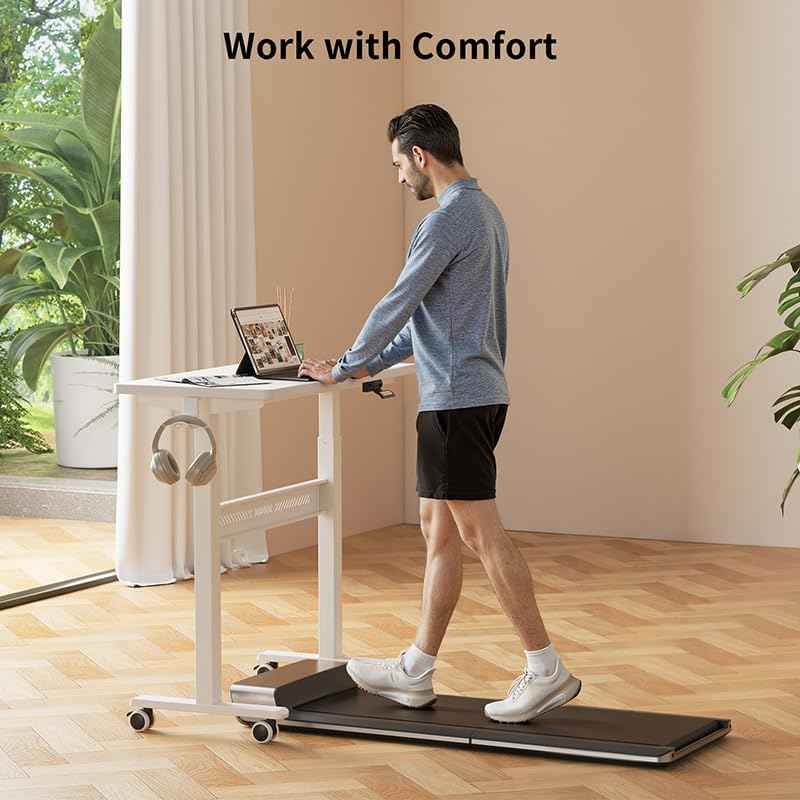 HitGo Mobile Standing Desk with Wheels,Pneumatic Height Adjustable Desk