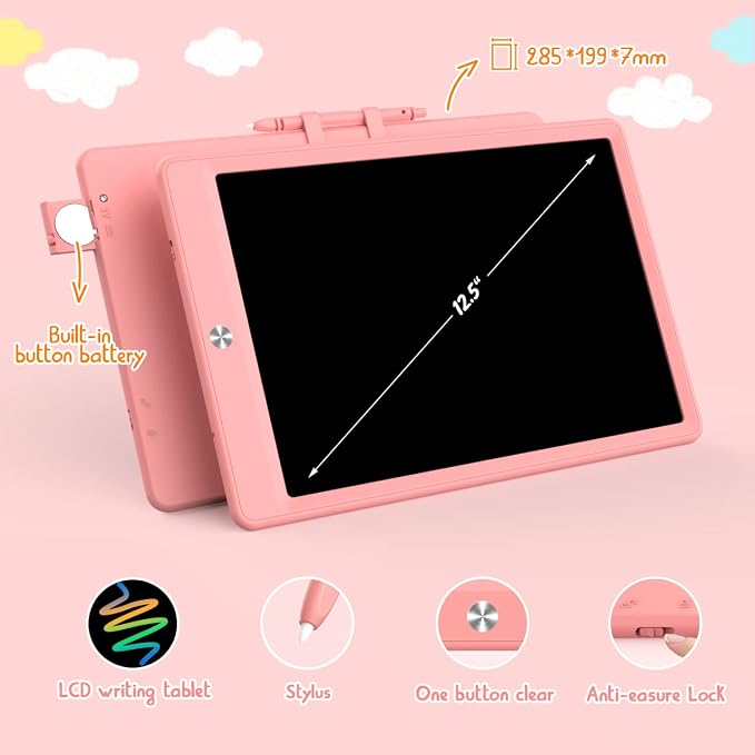 BUKEBU LCD Writing Tablet Doodle Board, 12.5 inch Colorful Drawing Pad - Image 2