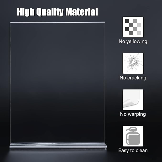 xydstay 8.5 x 11 Acrylic Sign Holder 2 Pack, Vertical T Shape Clear Plastic - Image 7