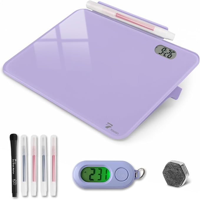 Small Glass Desk Whiteboard Dry-Erase Board by TOWON