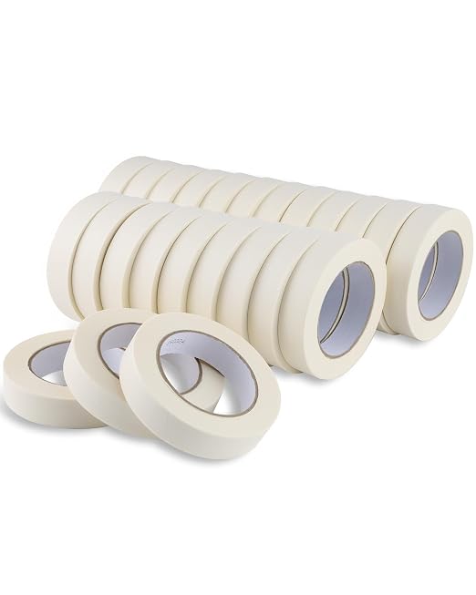 Lichamp Masking Tape 1 inch, 24 Pack General Purpose Beige White Masking Tape by Lichamp