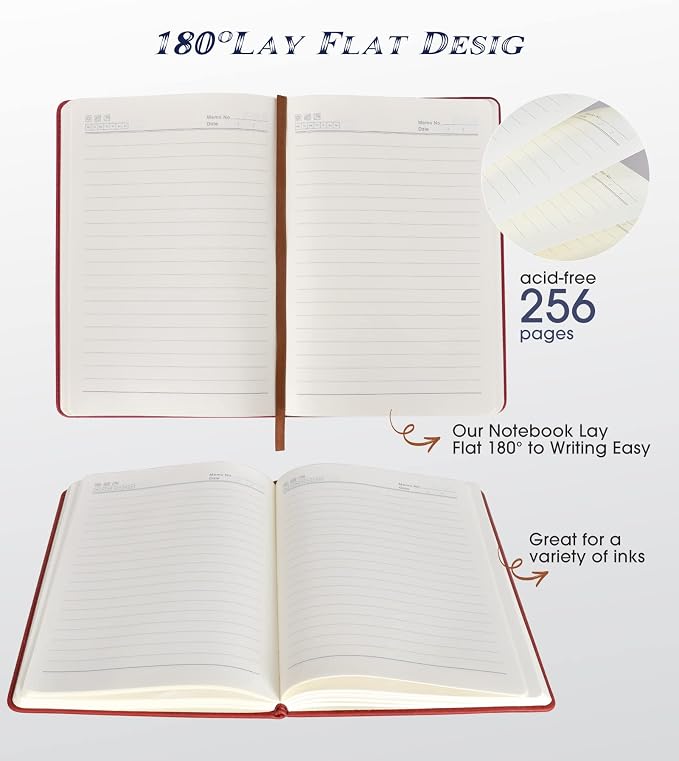 Biuwory Lined Journal Notebook for Women Men, 256 Pages A5 Hardcover Leather - Image 5