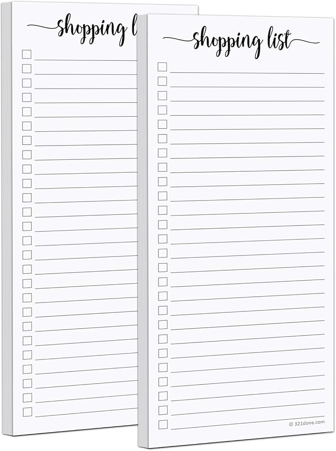 321Done 2-Pack Slim Shopping List Notepad, Made in USA by 321Done