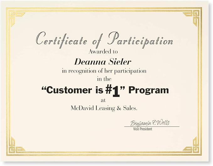 PaperDirect Gold on Cream Classic Specialty Certificates, 8½ x11, Foil Accents - Image 2