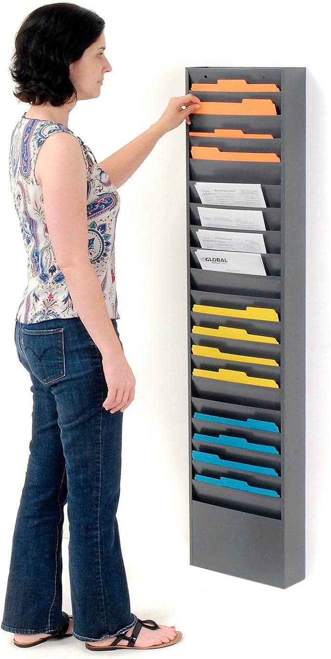 Global Industrial Steel Medical Chart Hanging Wall File Holder, 20 Pockets - Image 4
