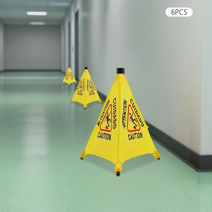 20 inch Wet Floor Sign 6 Pcs, Pop up Foldable Wet Safety Signs - Image 9