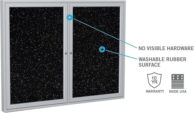 Ghent 48" x 60" 2-Door indoor Enclosed Recycled Rubber Bulletin Board, Shatter - Image 4