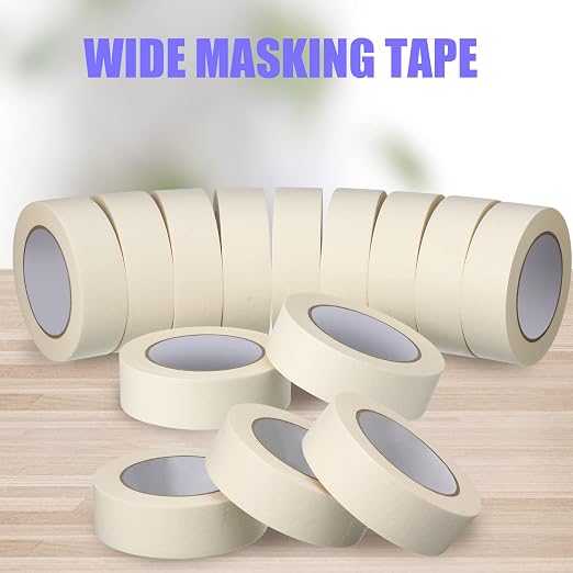 Fainne 18 Rolls Masking Tape Bulk 1.41 Inch Beige Wide Thin White Color - Image 5