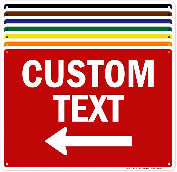 Custom Arrow, Custom Directional Sign, Left Arrow, 10x14 Inches, 55 mil thick by MySignCenter