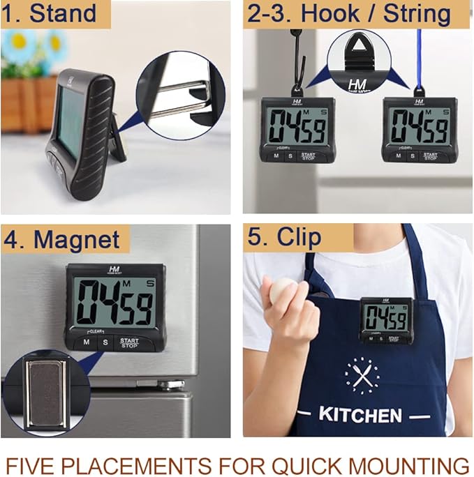 HOME MOST 2-Pack Large Display Kitchen Timer - Image 3