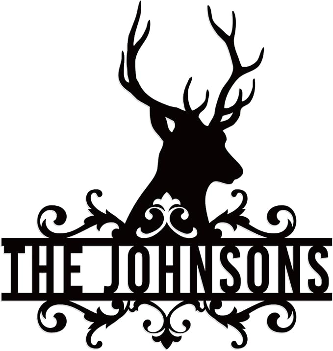 Metal Deer Scene Outdoor Family Wall Sign, Custom Deer Name Sign, Hunter Gifts by efcustomgifts