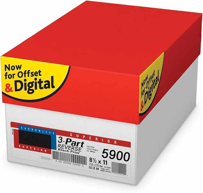Superior 8.5 x 11 Carbonless Paper, 3 Part Reverse, 833 Sets, 5 REAMS by PSDUnderwear