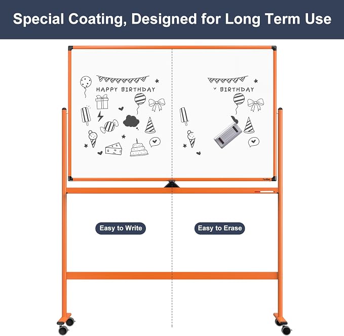 Whiteboard on Wheels, 48x32 Inches Mobile Whiteboard, Rolling Dry Erase Board - Image 5
