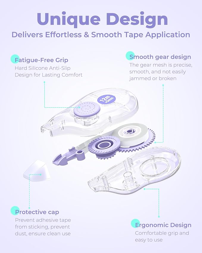 Four Candies White Correction Tape, 39.4 Feet, 8 Pack Easy to Use Applicator - Image 4