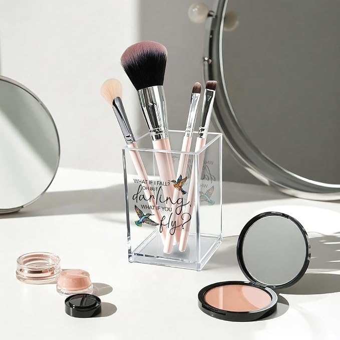 Vgrti What If I Fall What If You Fly Acrylic Cosmetic Pencil Pen Holder Cup - Image 3