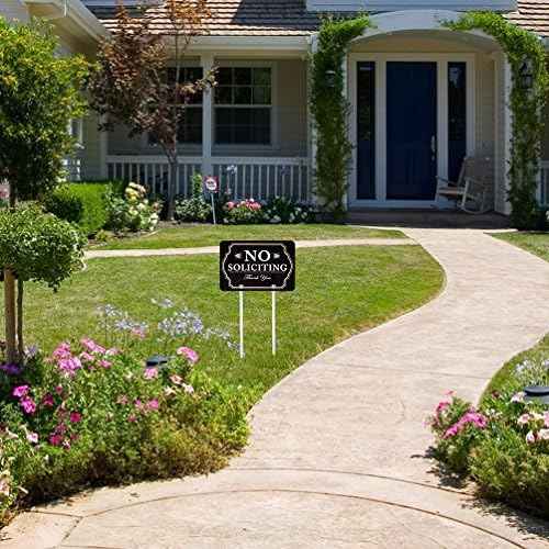Kichwit No Soliciting Sign for House with Stakes, 12 x 8 Inch/21 Inch High