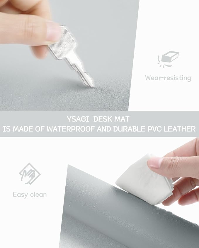 YSAGi Non-Slip Leather Desk Pad, Waterproof Laptop Computer Desk Keyboard Mat - Image 6