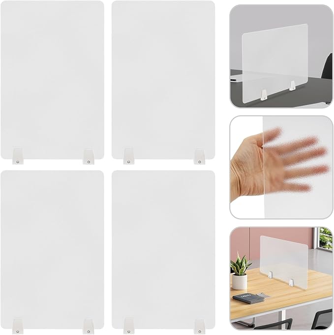 4 Pcs Desk Divider Privacy Panel, 23.6”L X15.8”W Frosted Acrylic Desk Privacy - Image 4