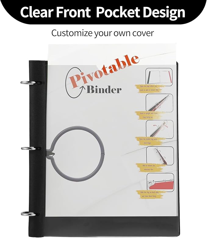 Tashkummy 360 Degree Pivotable Binder, Upgraded 3 Ring Binder 1 inch, Flexible - Image 4