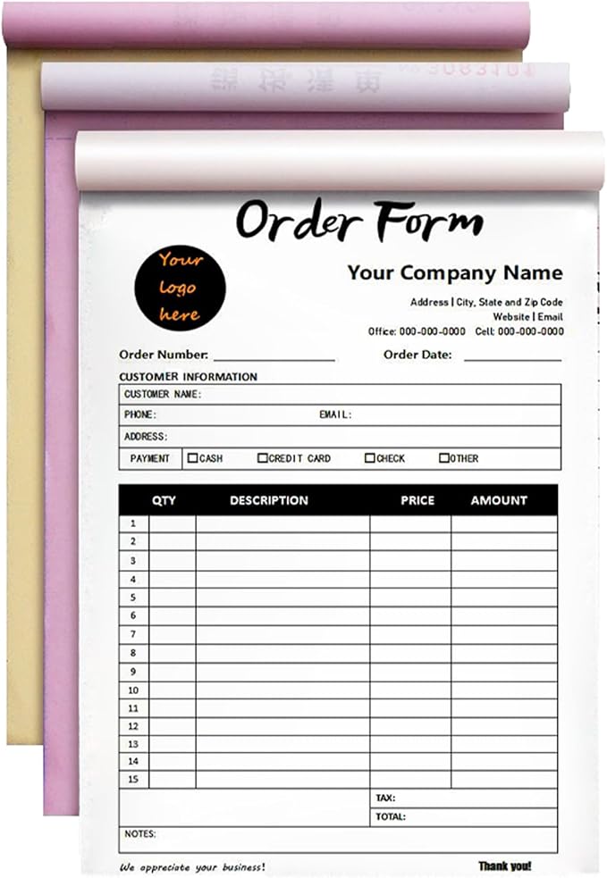 Custom Invoice Book in 3-Part /2-Part Receipt Book by Wasetell