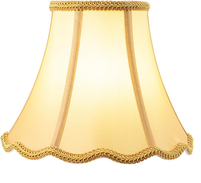 Bell Lamp Shade, Saangseon Scalloped Gold Fabric Lampshade Replacement - Image 5
