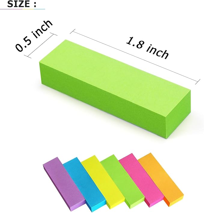 Eastern Wolf 30 Pads 0.5x1.8 Sticky Notes Flags Tabs Page Markers 6 Bright - Image 2