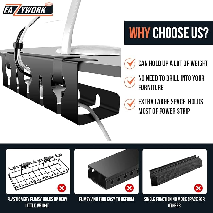 2Pcs 15.75 Inch Super Sturdy Gaming Cable Management Standing Desk wire - Image 3