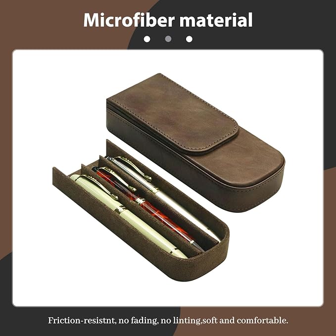 MIVLXLX Leather Triple Pen Case Pencil Pouch Holder - Image 3