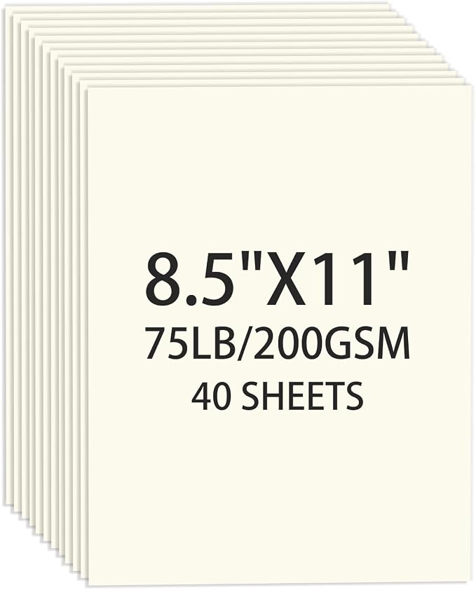 Cream Cardstock 8.5 X 11, 40 Sheets Card Stock, 75lb/ 200gsm Copy Paper by Ciphyfee