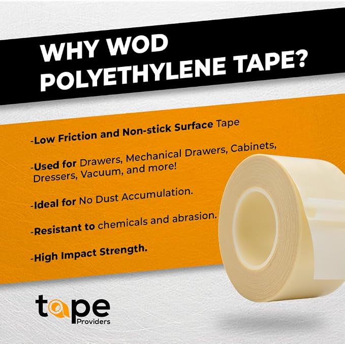 WOD SPT7A UHMW Polyethylene Transparent Film Slick Tape, 1 inch x 36 yd. - Image 2