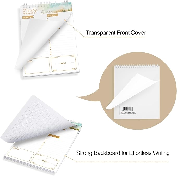 To Do List Notebook Daily Planner A5 CheckList Pad 52 Sheets, 5.9" x 8.2" Daily - Image 3