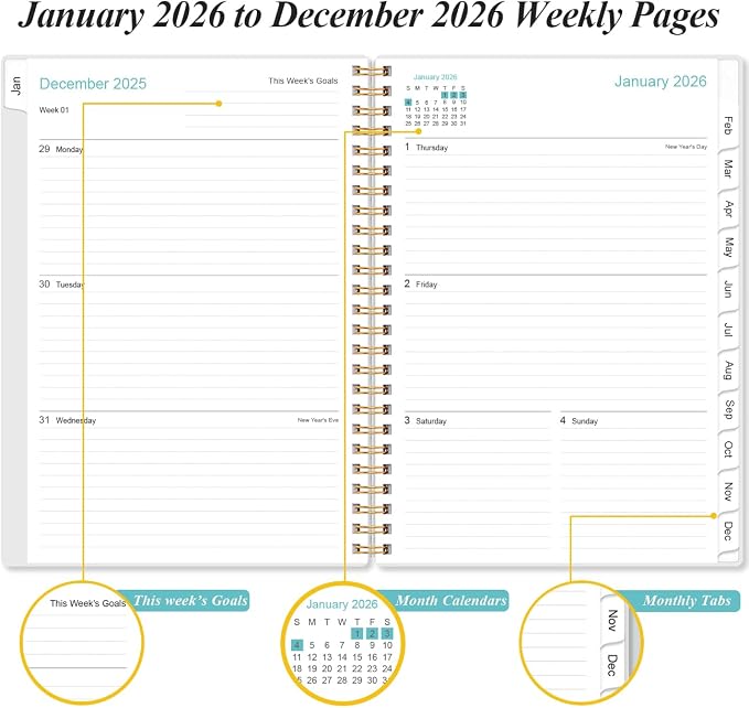2026 Planner - Planner 2026 from January 2026 - December 2026, Weekly & Monthly - Image 3