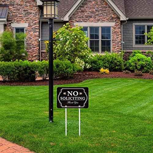 Kichwit No Soliciting Sign for House with Stakes, 12 x 8 Inch/21 Inch High