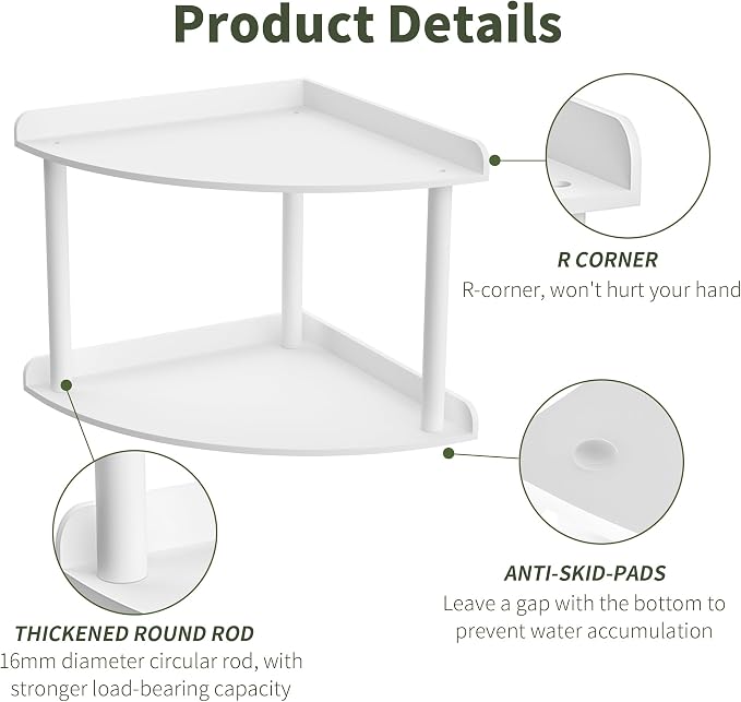 Sezanrpt 2 Tier Acrylic Corner Shelf Organizer Storage 9.5x9.5x8 Inch, Study - Image 4