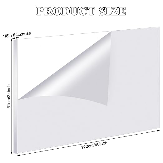 Roowest 4 Pcs 24 x 48 Inch, 1/8 Inch Thick Clear Acrylic Plexiglass Sheets - Image 2